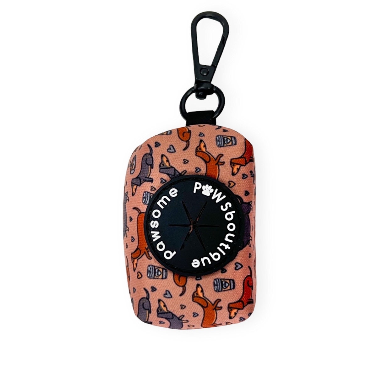 Poo Bag Holder – Collar – Coffee Beans + Little Weens - Brown