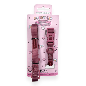 Pawsome Pup Collar and Lead Set - Burgundy