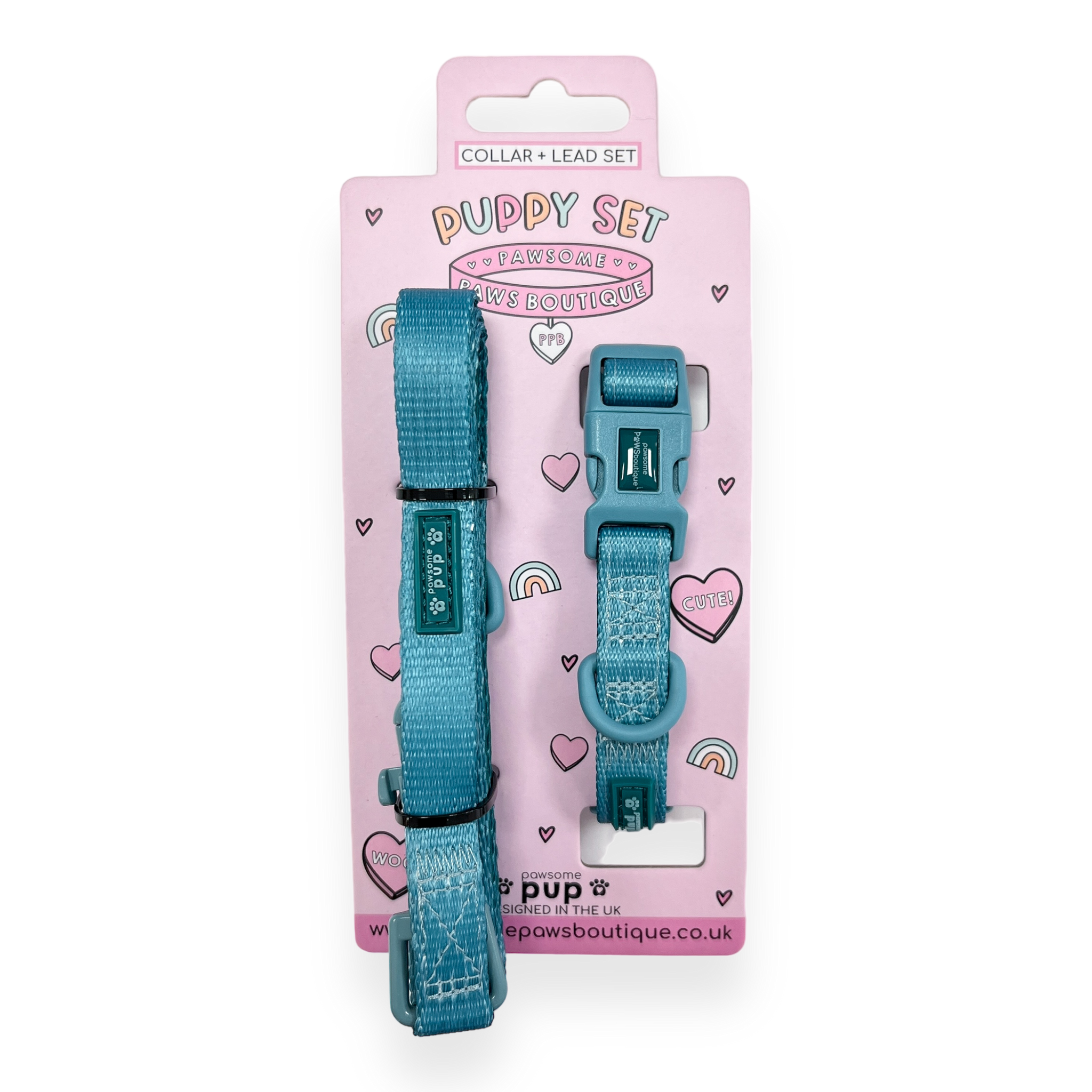 Pawsome Pup Collar and Lead Set - Teal