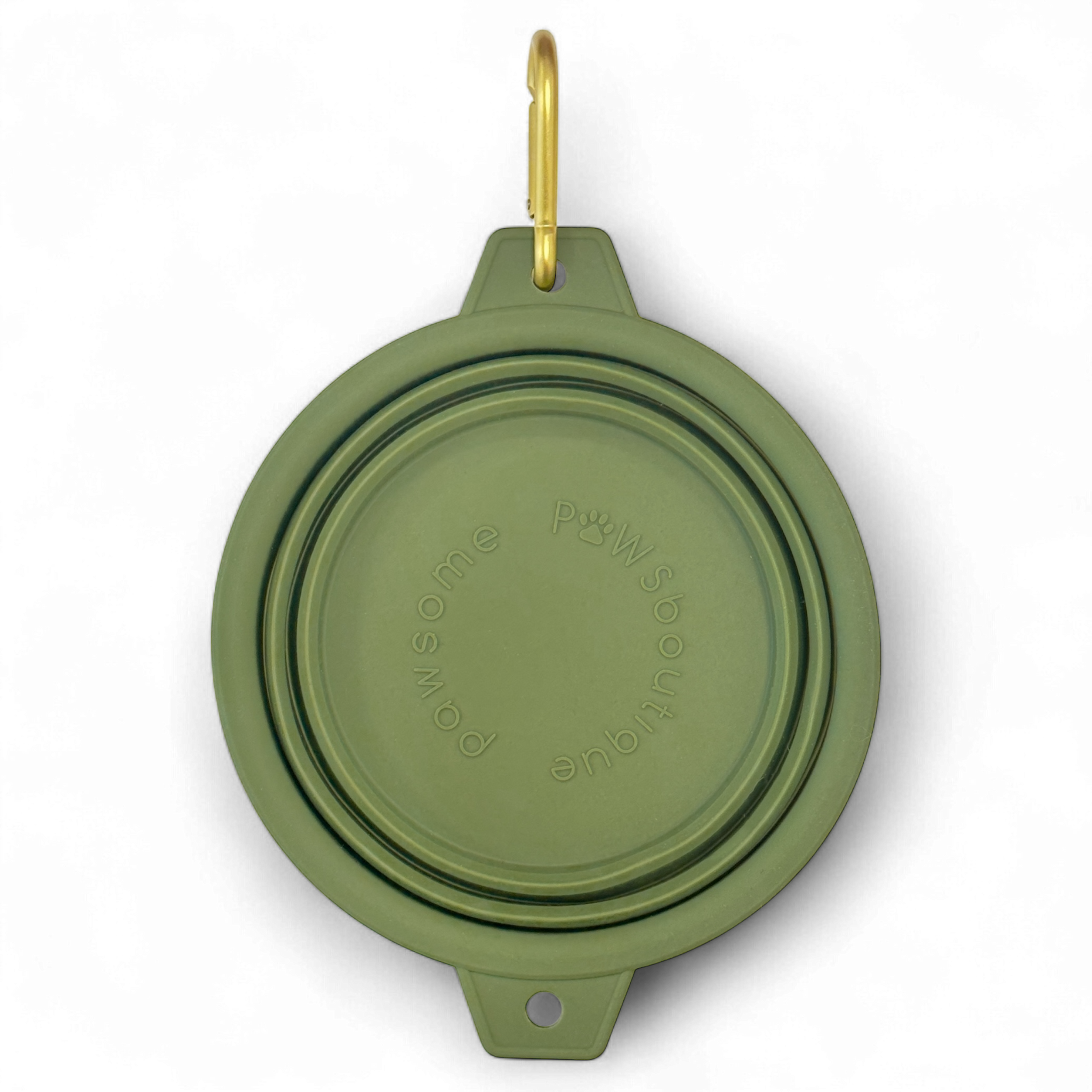Collapsible Dog Bowl - Khaki (Gold Clip)