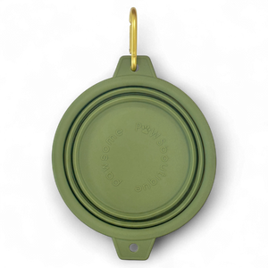 Collapsible Dog Bowl - Khaki (Gold Clip)