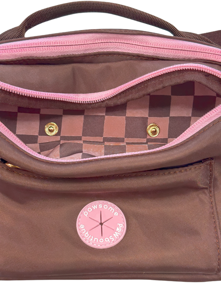 All In One Bumbag - Brown + Pink