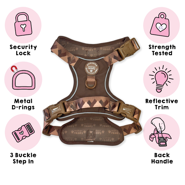 Tough Trails™ Harness - Walkies Ready® Chocolate Brown