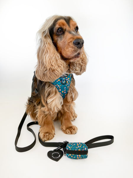 Poo Bag Holder - Teal Leopard