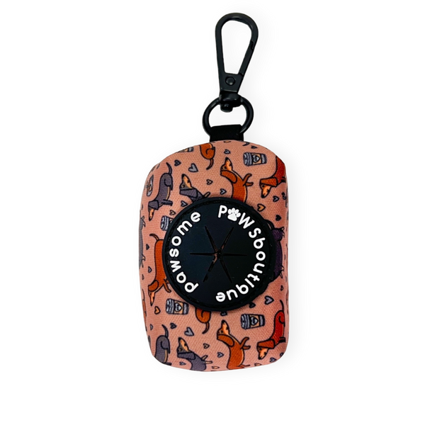 Poo Bag Holder – Collar – Coffee Beans + Little Weens - Brown