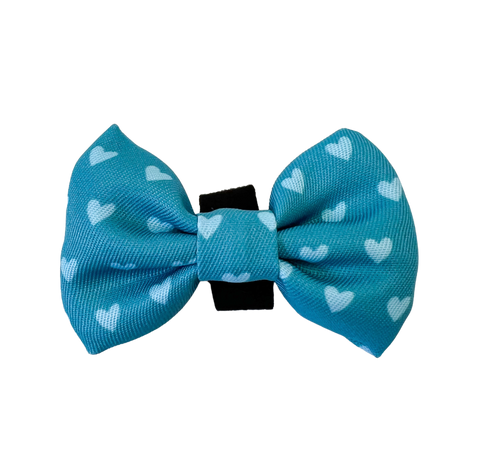 Happy Trails Bow Tie - Teal Hearts