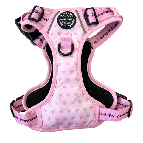 Happy Trails Tough Trails Harness - Pink Hearts