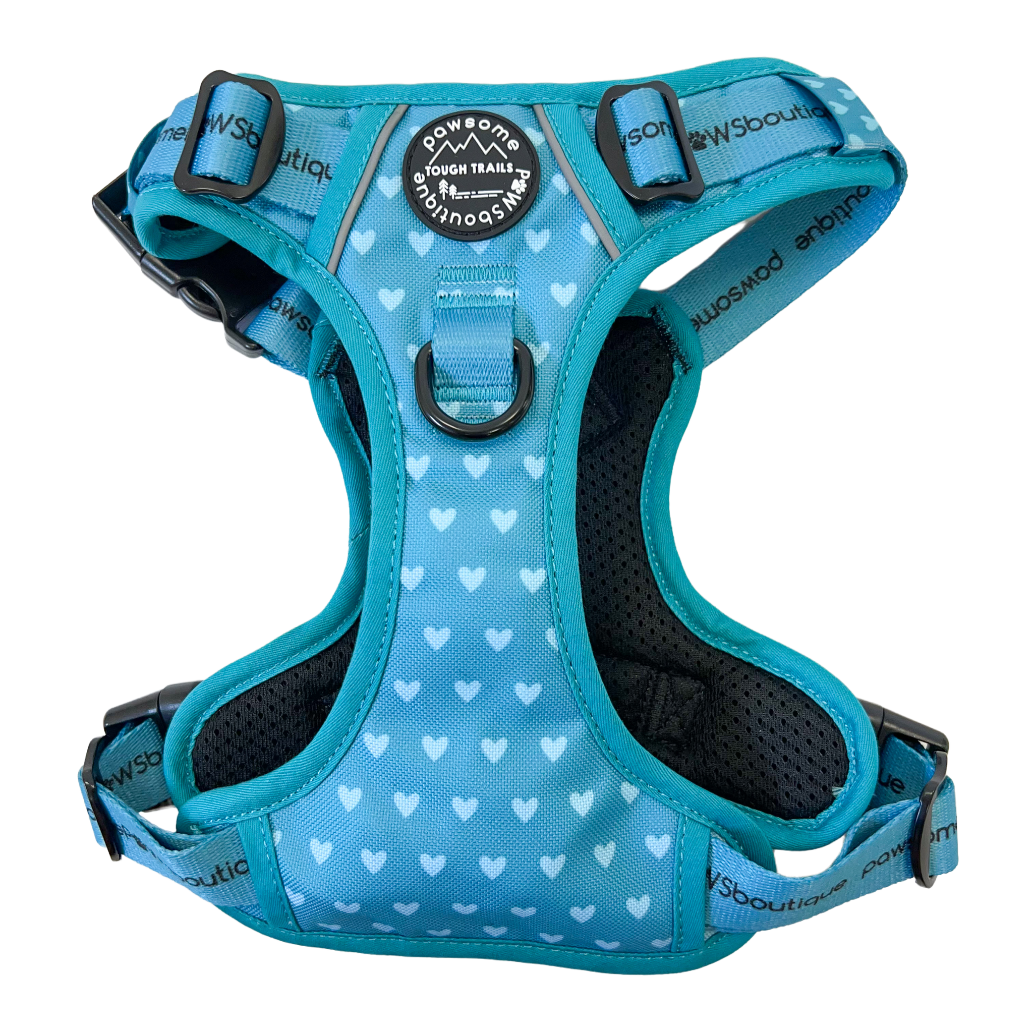 Happy Trails Tough Trails Harness - Teal Hearts