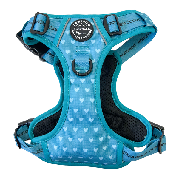 Happy Trails Tough Trails Harness - Teal Hearts