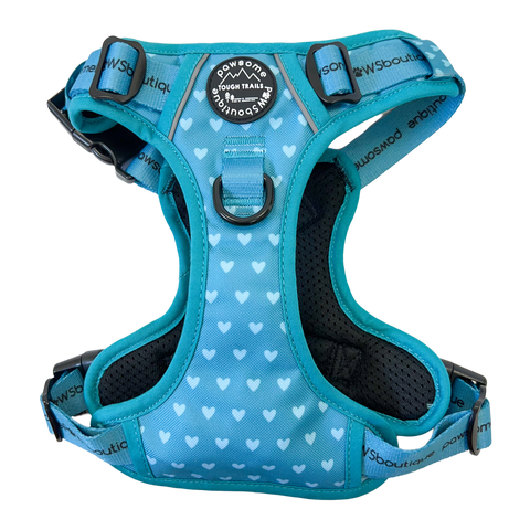 Happy Trails Tough Trails Harness - Teal Hearts