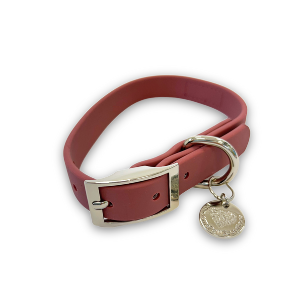 Waterproof Collar – Wine Red - Silver Hardware