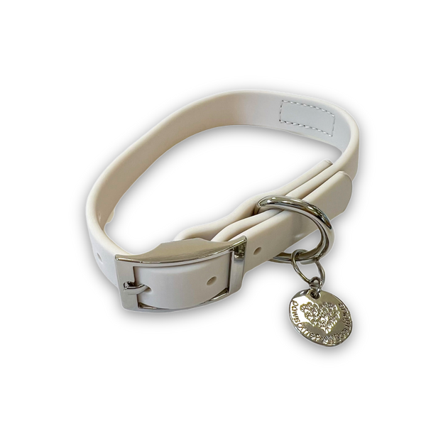 Waterproof Collar – Beige - Silver Hardware