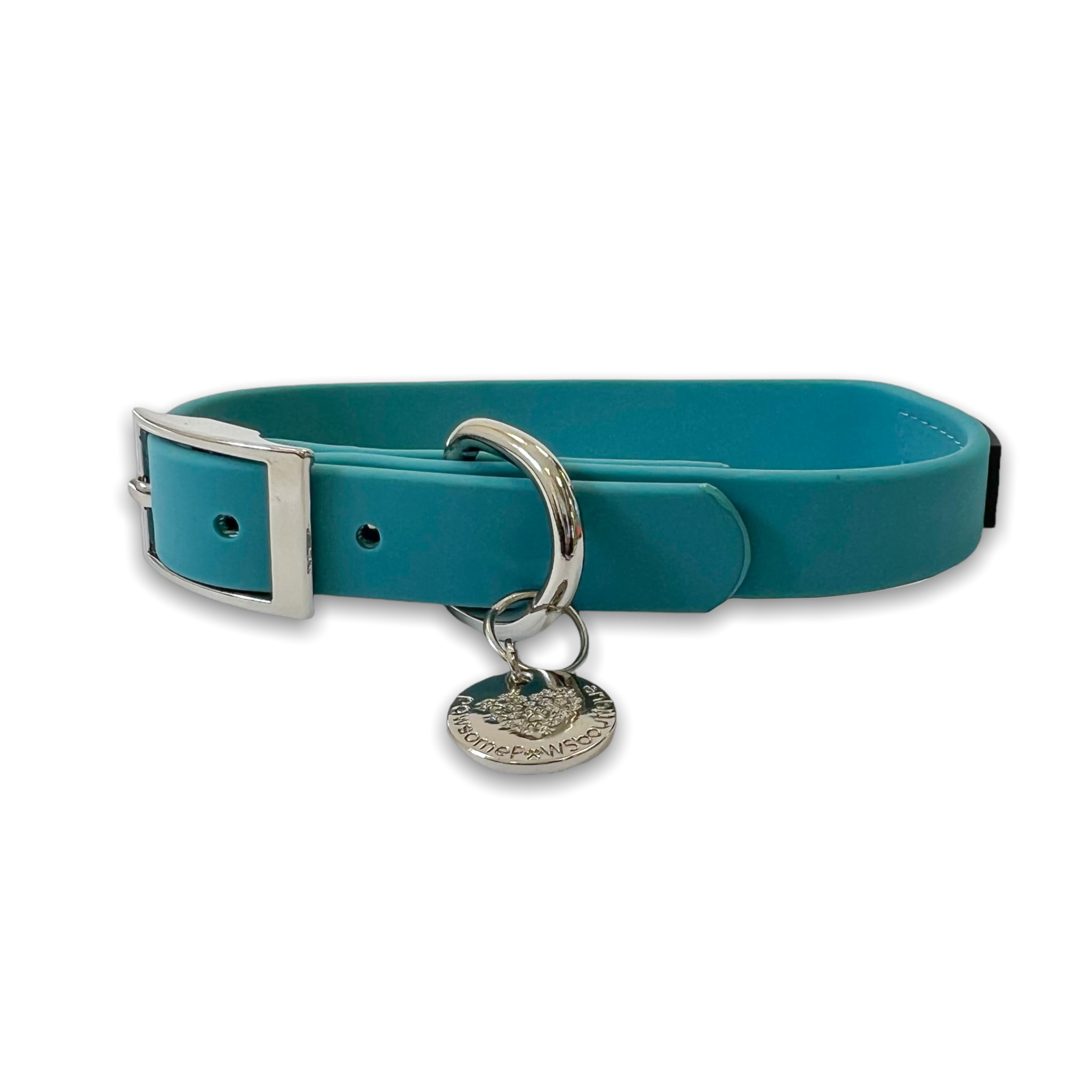 Waterproof Collar – Teal - Silver Hardware