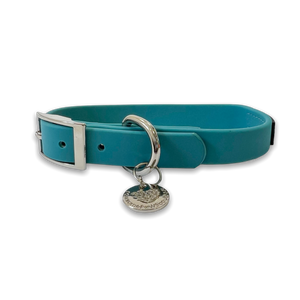 Waterproof Collar – Teal - Silver Hardware