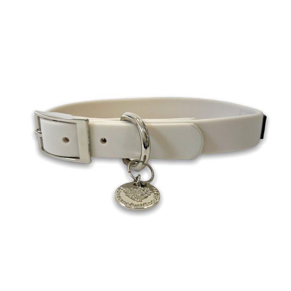 Waterproof Collar – Beige - Silver Hardware