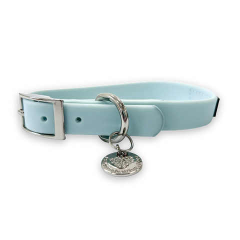 Waterproof Collar – Blue - Silver Hardware