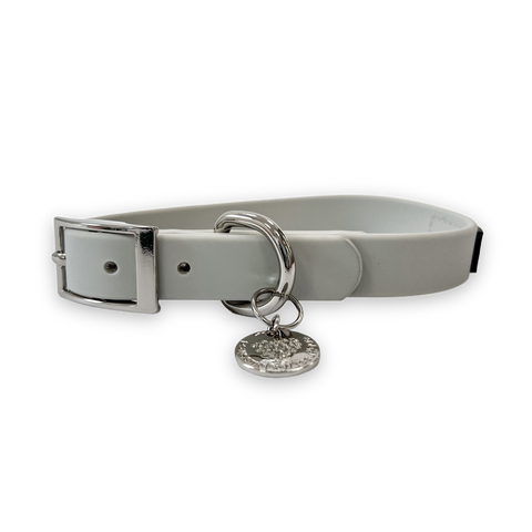 Waterproof Collar – Grey - Silver Hardware